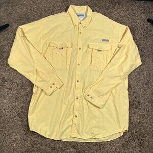 Columbia PFG Button Down Shirt Men's XLT YellowT amiami Omni-Shade Long Sleeve